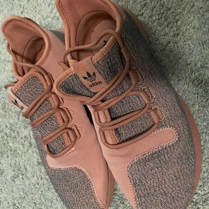 Women’s adidas running shoes, salmon pink, gently worn size 8
